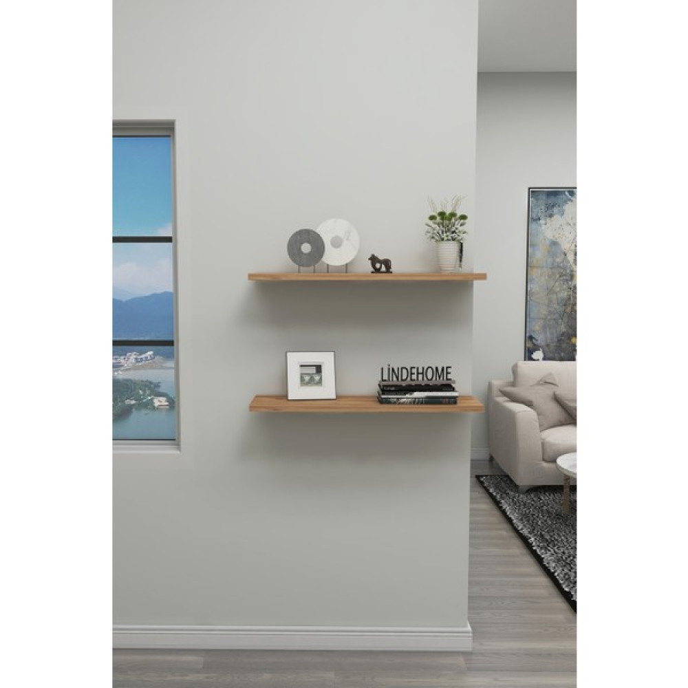LİNDE HOME 60X15 2li Atlantik Çam Uçan Raf, Duvar Rafı, Kitaplık, Kütüphane Kitaplık - Duvar Rafı & CD / DVD Rafı Fiyatı