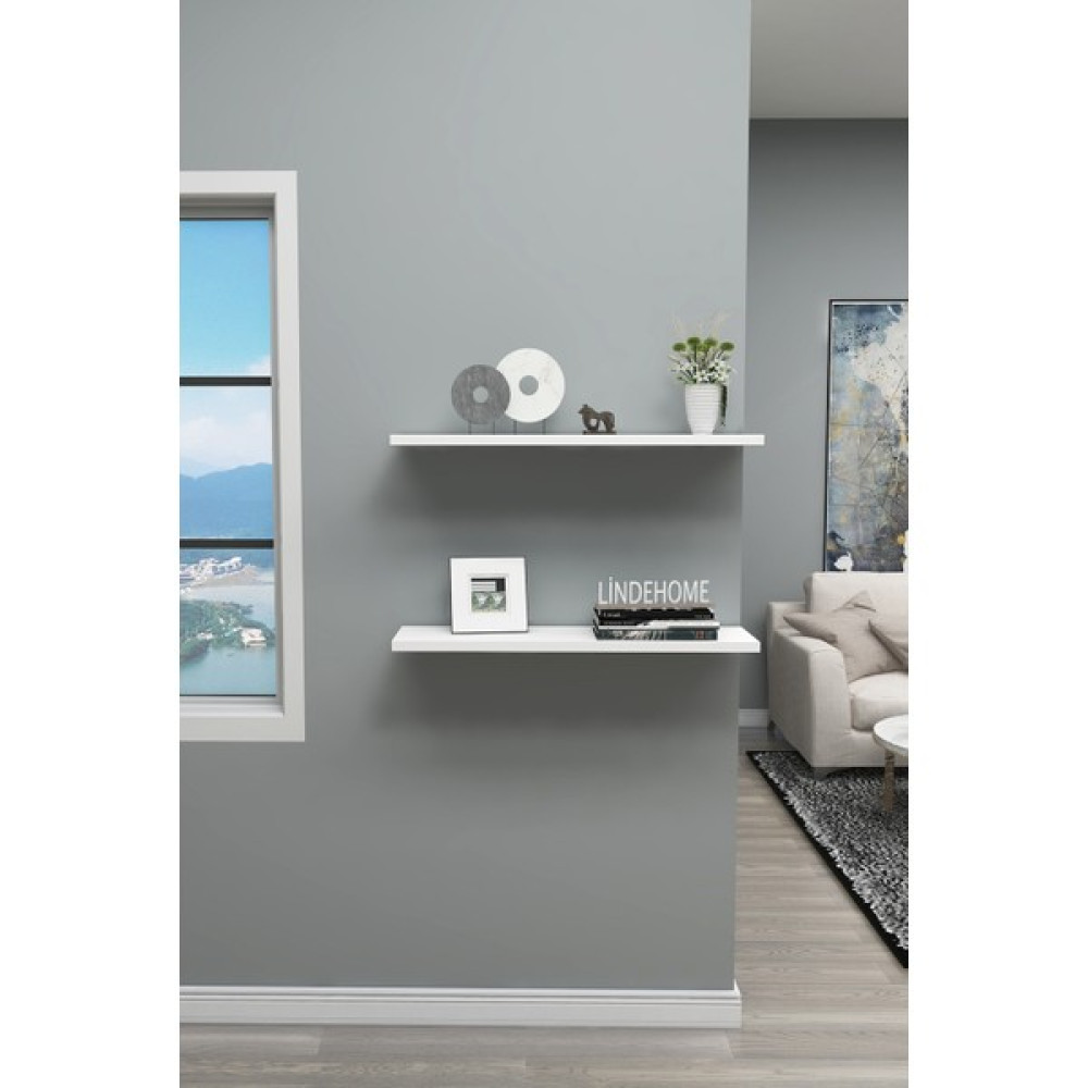 LİNDE HOME 60X15 2li Beyaz Uçan Raf, Duvar Rafı, Kitaplık, Kütüphane Kitaplık - Duvar Rafı & CD / DVD Rafı Fiyatı