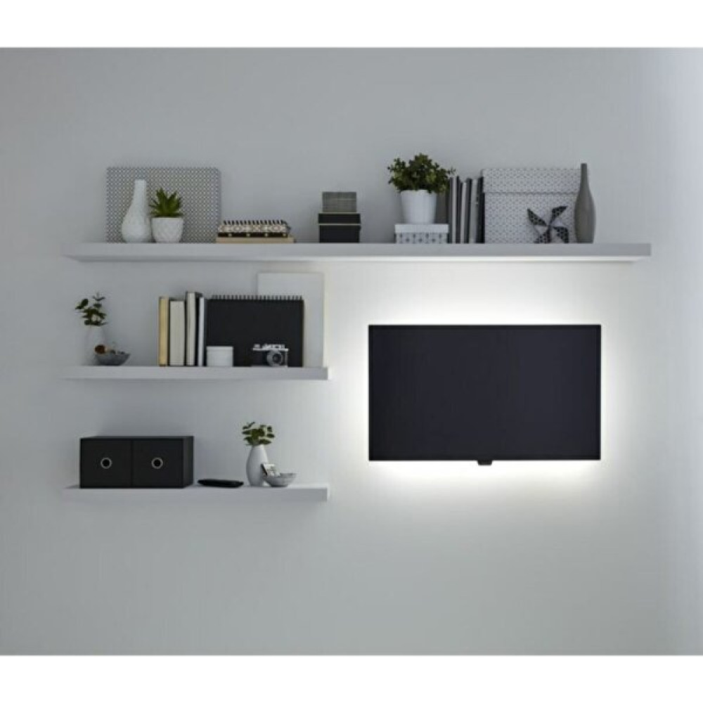 LİNDE HOME Duvar Rafı Tv Rafı Salon Dekorasyonu 3'lü - Beyaz Kitaplık - Duvar Rafı & CD / DVD Rafı Fiyatı