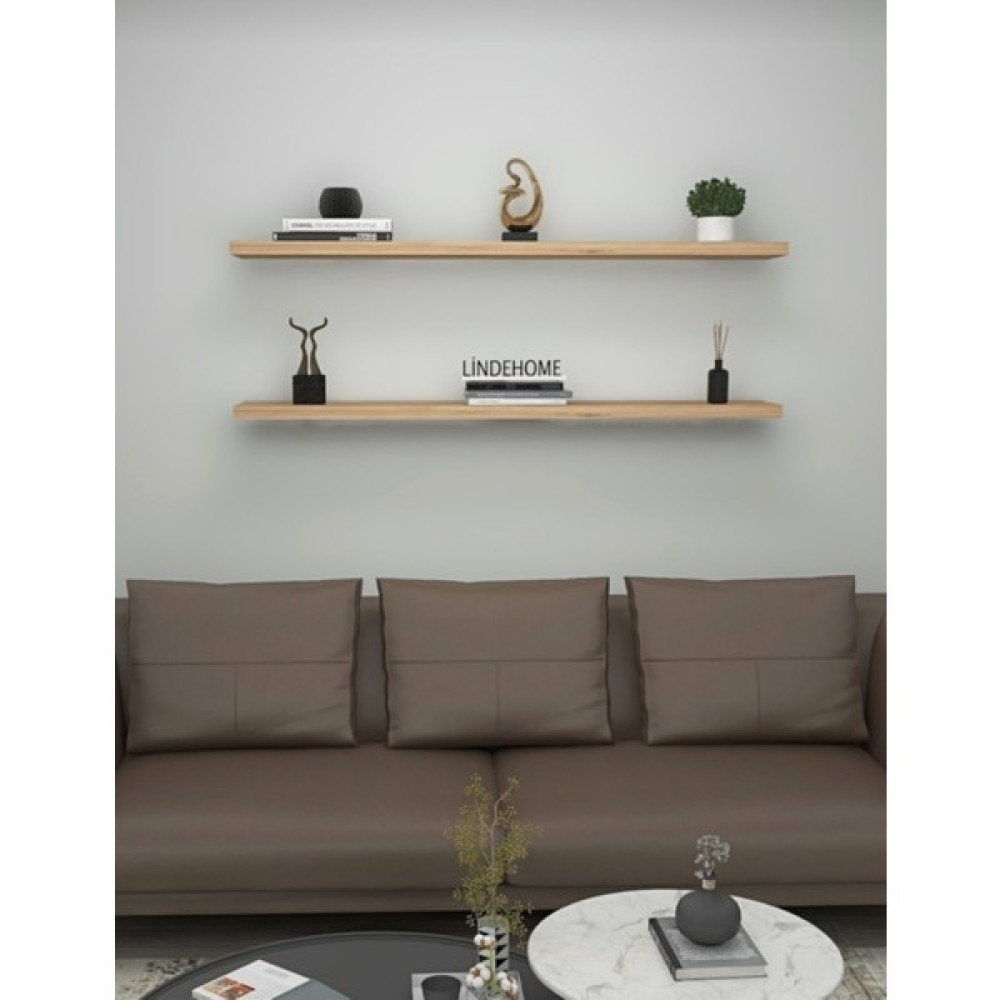 Lindeco 100X20 2li Atlantik Çam Duvar Rafı Kütüphane Kitaplık Tv Rafı - Kahverengi Kitaplık - Duvar Rafı & CD / DVD Rafı Fiyatı