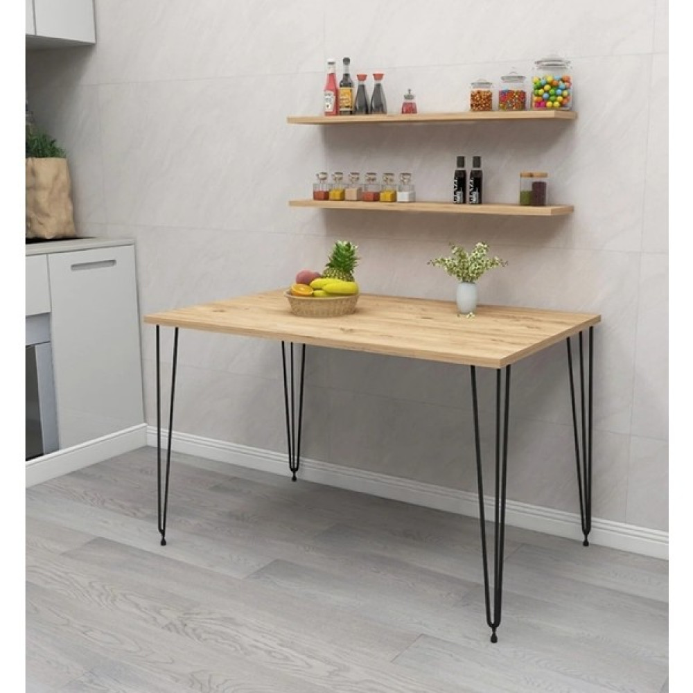 Lindeco 2 Raflı 90X45 Mutfak Masası Yemek Masası Küçük Mutfaklara Özel - Koyu Meşe Yemek & Mutfak Masası Fiyatı