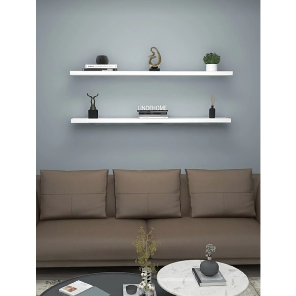 Lindeco 25MM Kalınlığında 100X20 2li Beyaz Duvar Rafı Kütüphane Kitaplık Tv Rafı Duvar Rafı Fiyatı