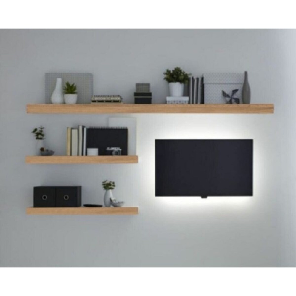 Lindeco 3lü Atlantik Çam Duvar Rafı Tv Rafı Salon Dekorasyonu - Kahverengi Tv Ünitesi / Sehpası Fiyatı