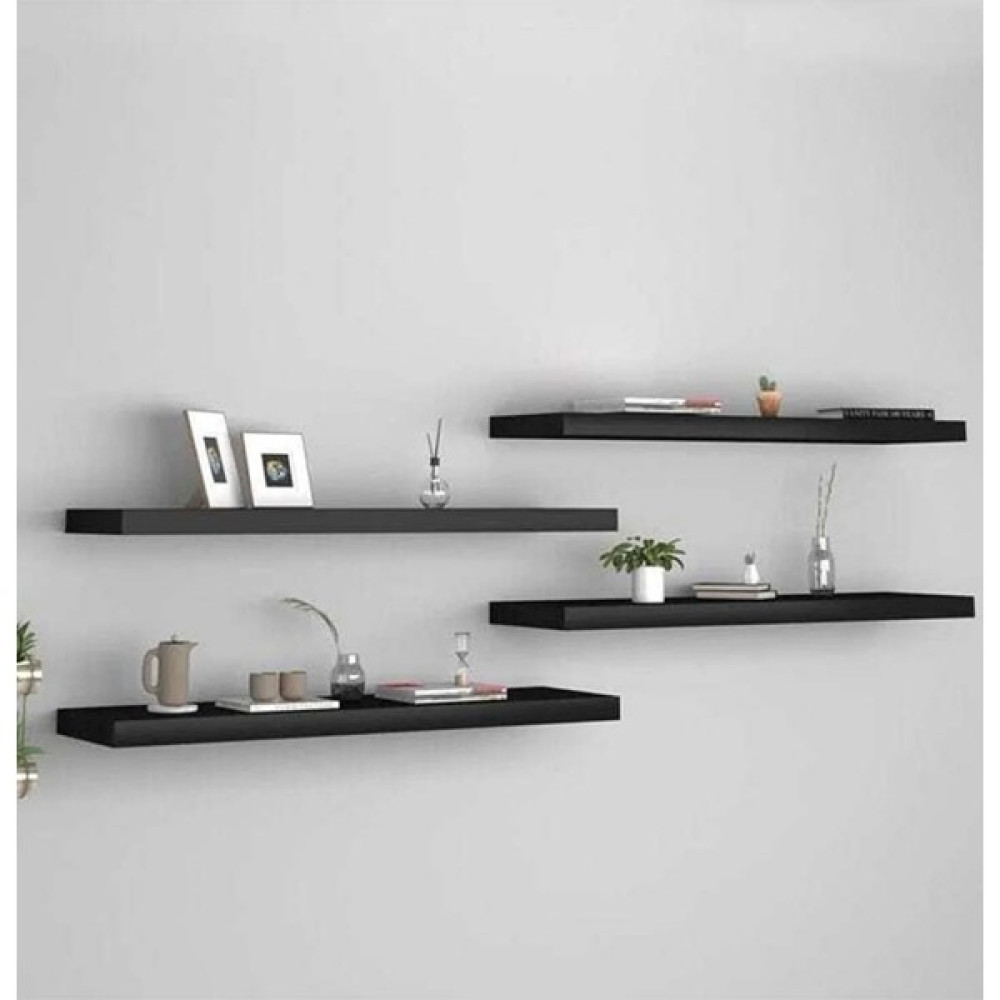 Lindeco 60X15 4lü Siyah Uçan Raf, Duvar Rafı, Kitaplık, Kütüphane Duvar Rafı Fiyatı