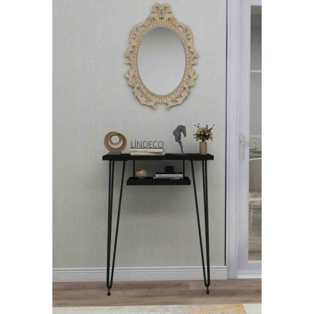 Lindeco 60X18 Dresuar 2 Raflı Antre Hol Dekorasyonu - Siyah Dresuar / Makyaj Masası Fiyatı