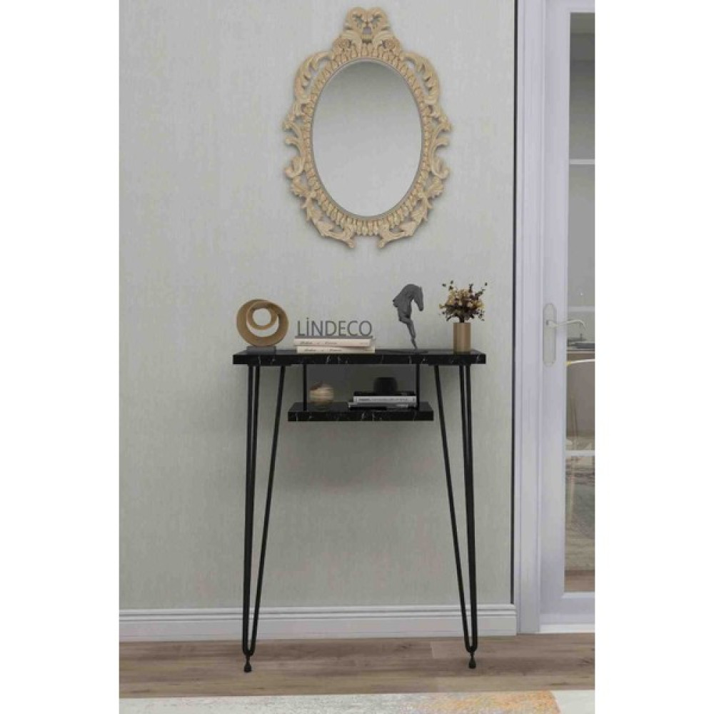Lindeco 60X18 Dresuar 2 Raflı Antre Hol Dekorasyonu - Siyah Dresuar / Makyaj Masası Fiyatı