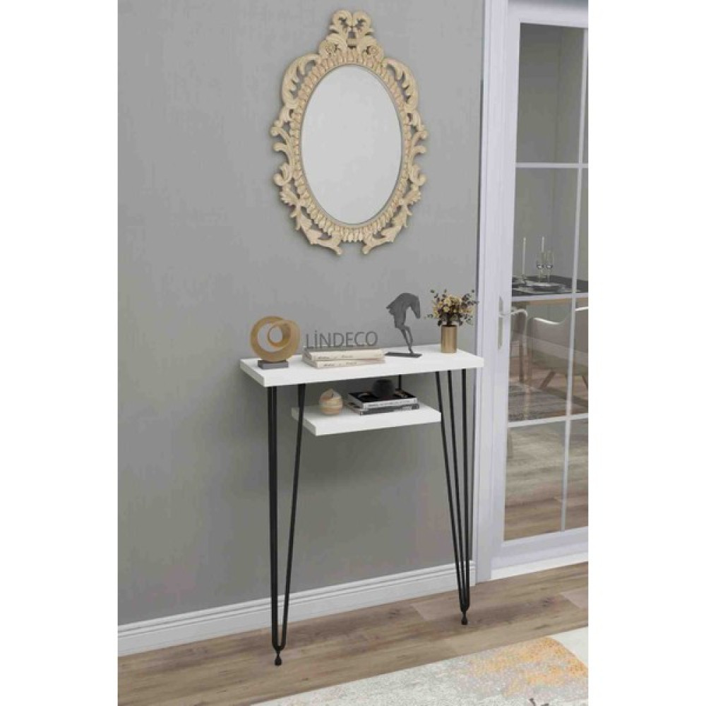 Lindeco 60X18 Dresuar 2 Raflı Dresuar Antre Hol Dekorasyonu - Beyaz Dresuar / Makyaj Masası Fiyatı