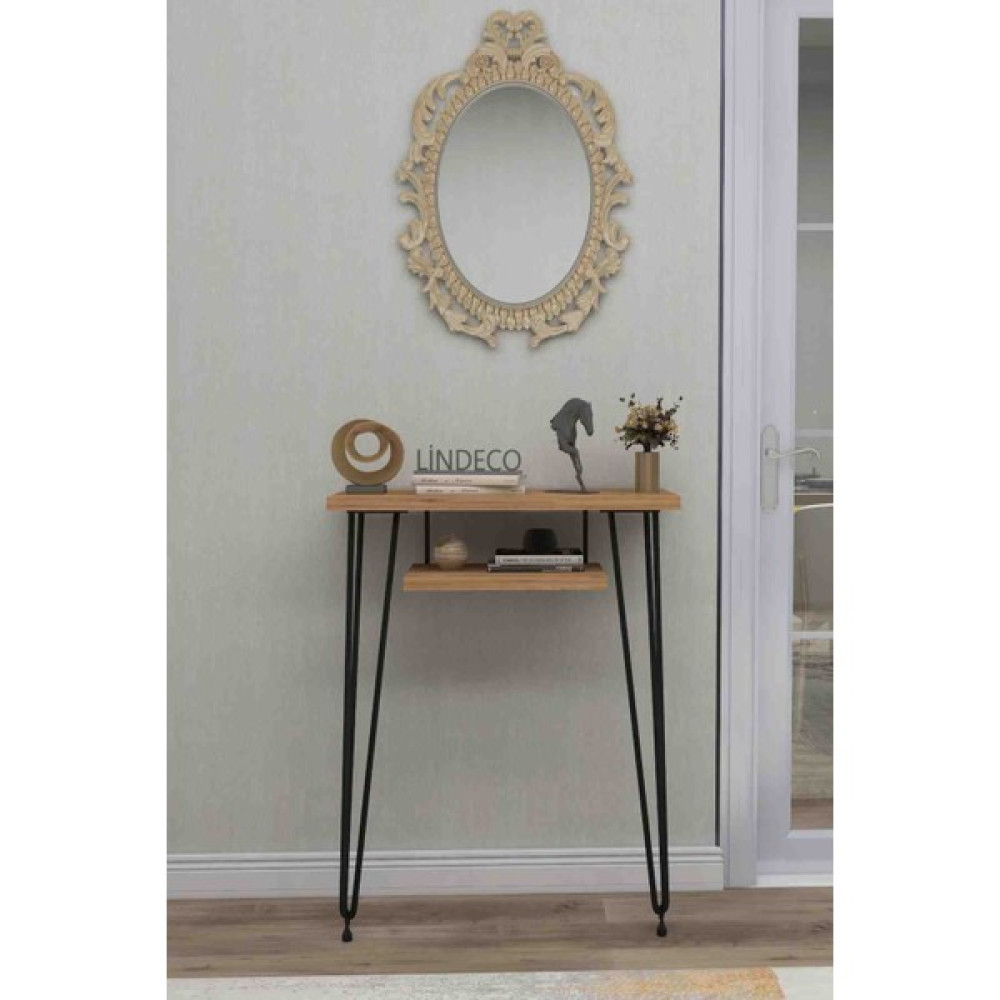 Lindeco 60X18 Dresuar 2 Raflı Dresuar Antre Hol Dekorasyonu - Kahverengi Dresuar / Makyaj Masası Fiyatı