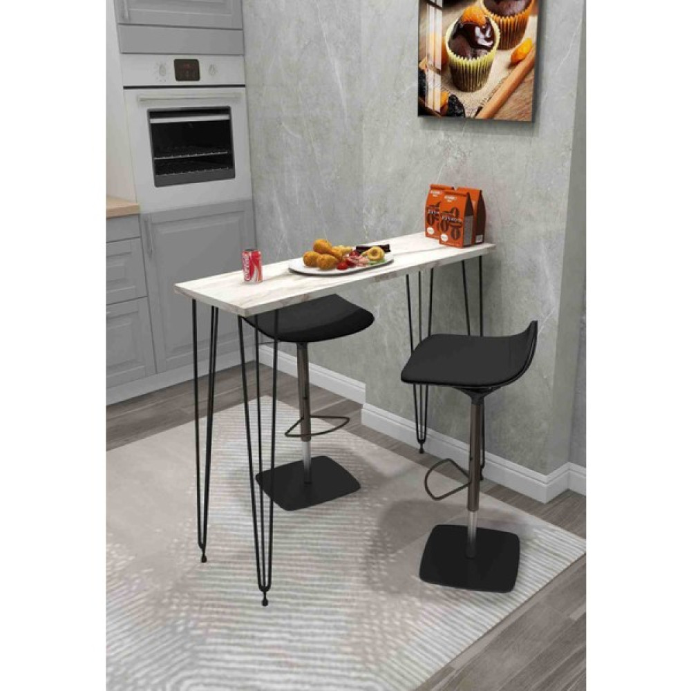 Lindeco 90X35 Bar Masası Mutfak Masası Balkon Masası - Beyaz Yemek & Mutfak Masası Fiyatı