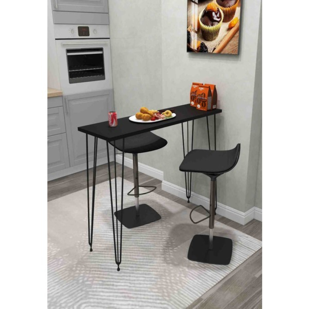 Lindeco 90X35 Bar Masası Mutfak Masası Balkon Masası - Siyah Yemek & Mutfak Masası Fiyatı
