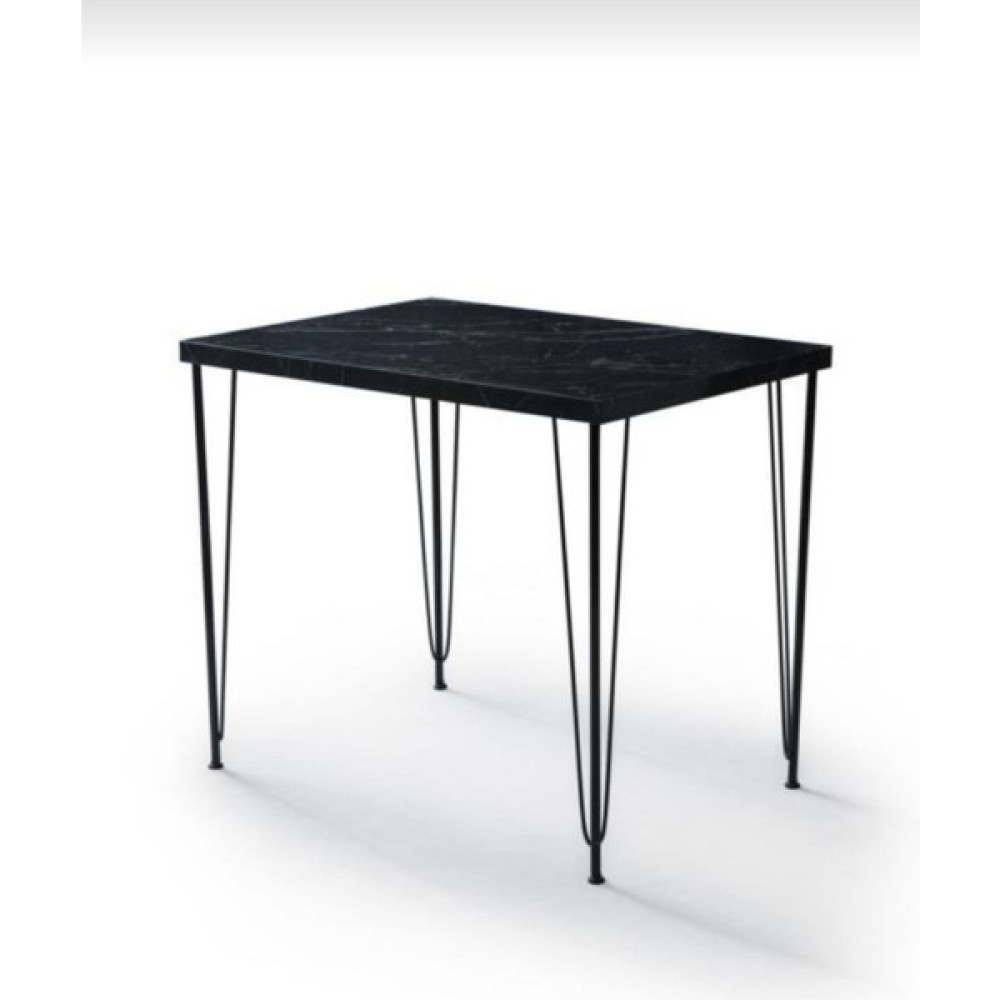 Lindeco 90X45 Siyah Mermer Desen Küçük Mutfaklara Özel Mutfak Masası Yemek Masası Balkon Masası - Mermer - Siyah Yemek & Mutfak Masası Fiyatı