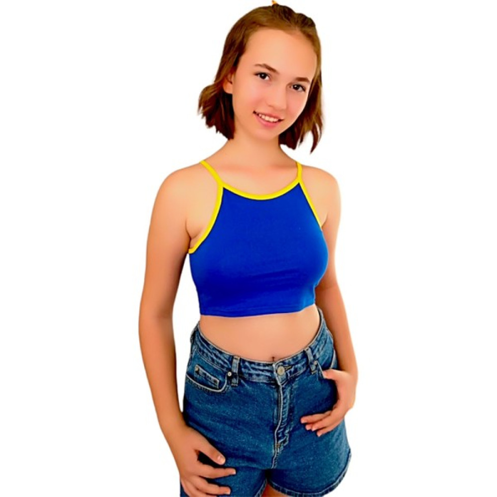 Lindeko Lacivert Halter Yaka Kolsuz Sarı Ip Askılı Tişört Bayan T-shirt Fiyatı