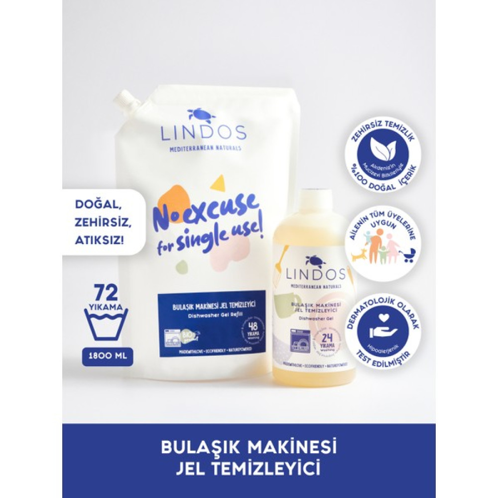 Lindos - Bitkisel Bulaşık Makinesi Sabunu %100 Doğal Jel Deterjan 1,8 L Bulaşık Yıkama Fiyatı