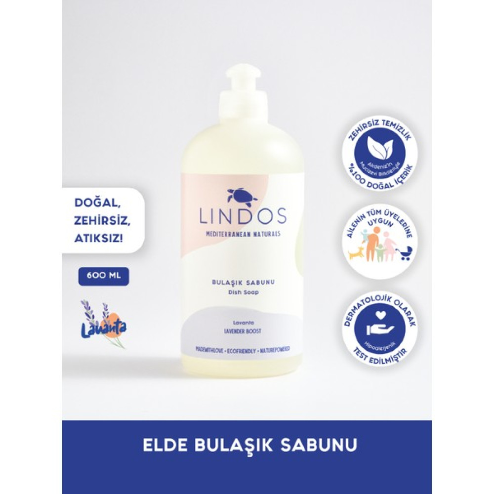Lindos - Süper Konsantre Lavanta Kokulu Bulaşık Sabunu %100 Bitkisel Elde Yıkama Deterjanı - 600 ml Bulaşık Yıkama Fiyatı