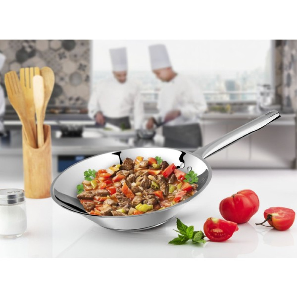 Lines 28 cm Chef Çelik Wok Tava Metal Kulp Tavalar Fiyatı