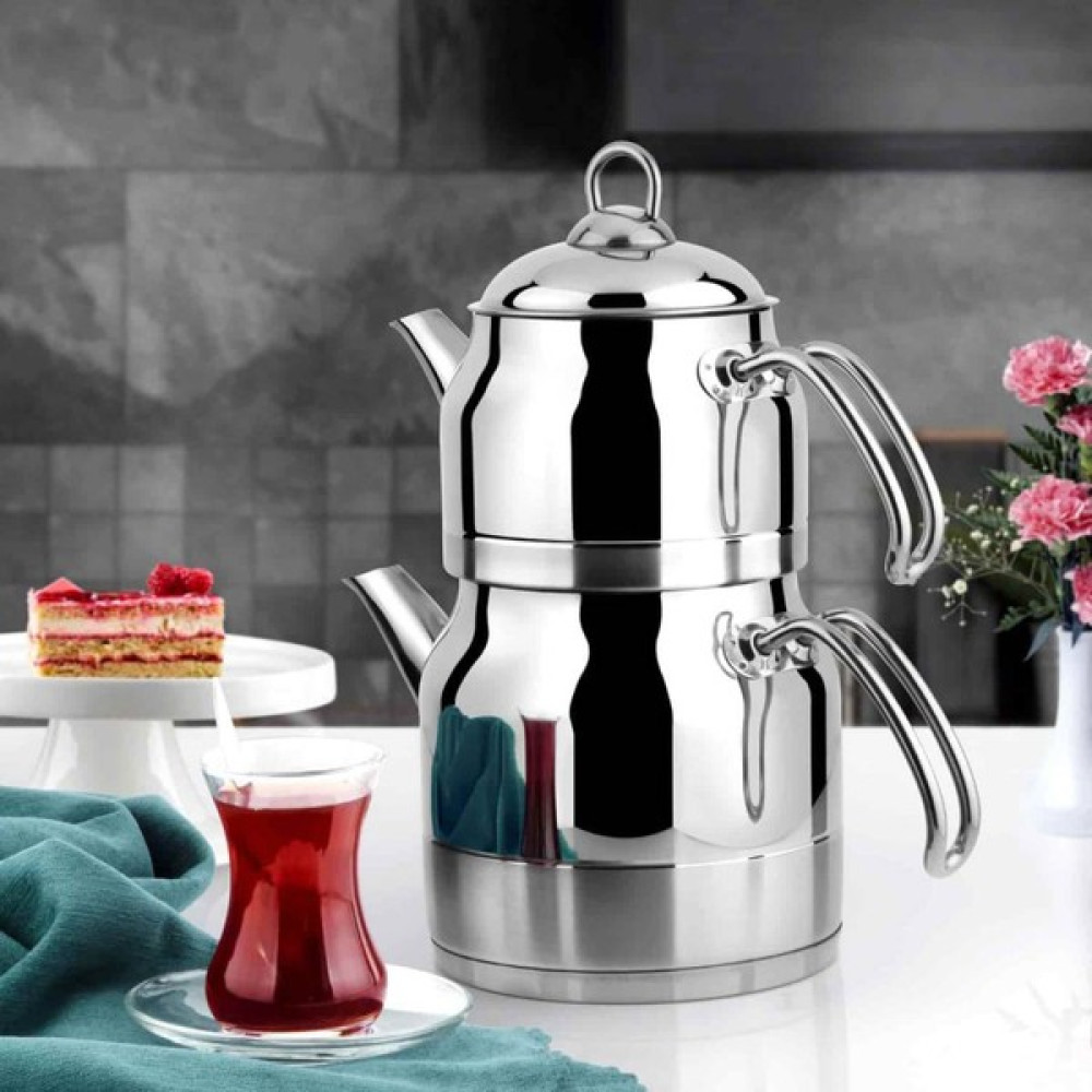 Lines Ayperi Paslanmaz Çelik Çaydanlık Takımı Kendinden Süzgeçli Metal Kulp 7 lt Çay / Çaydanlık Setleri Fiyatı