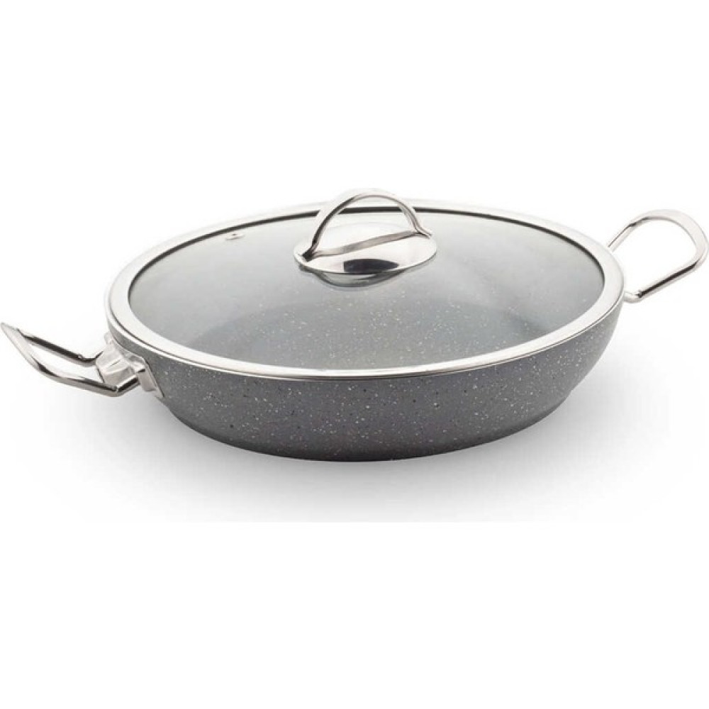 Lines Gri Menemen Tavası - Granit Cam Kapaklı Sahan 28 Cm Tavalar Fiyatı