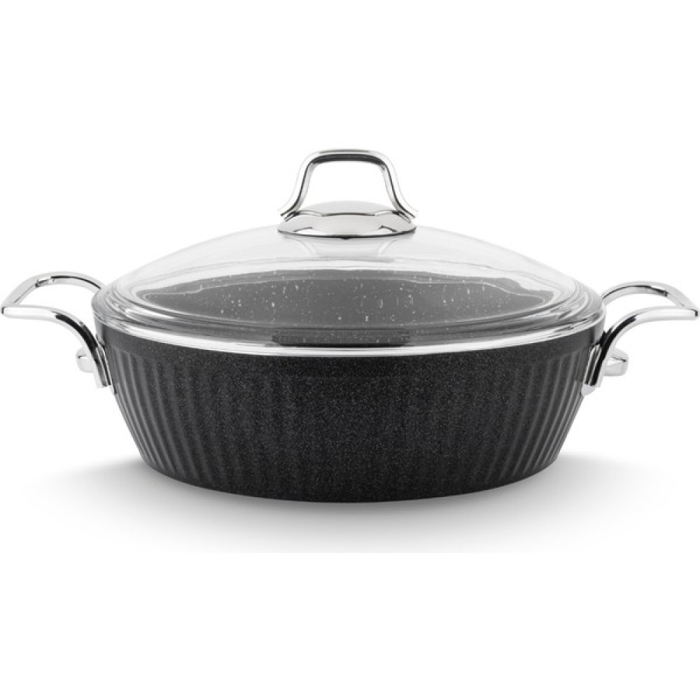 Lines Maya Indüksiyon Taban Granit Desenli Basık Tencere Metal Kulp - Siyah-30 cm Tencere / Tava Setleri Fiyatı