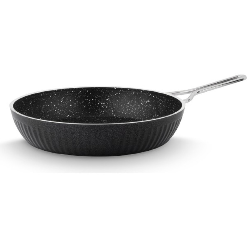 Lines Maya Indüksiyon Taban Granit Desenli Tava Metal Kulp 28 cm - Siyah Tavalar Fiyatı