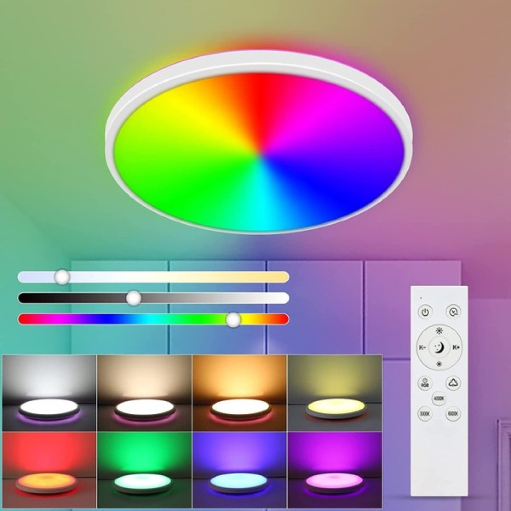 Lingyuwei Kısılabilir LED Tavan Işığı, 24W Rgb Modern Tavan Lambası, 6 Renk Aydınlatmalı Su Geçirmez Işık Fikstürü, Oturma Odası Yatak Odası Banyo ... Elektrik ve Aydınlatma Fiyatı