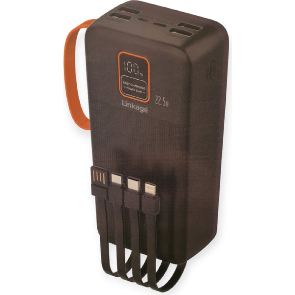 Linkage 22.5 Watt Kendinden Kablolu Hızlı Şarj Powerbank 30.000MAH - Siyah Taşınabilir Şarj Cihazı - Powerbank Fiyatı
