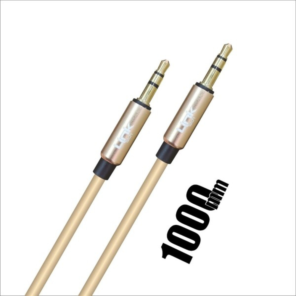 Linktech A577 Örgülü 3.5mm Jack Aux Kablo-Altın Görüntü Kablosu Fiyatı