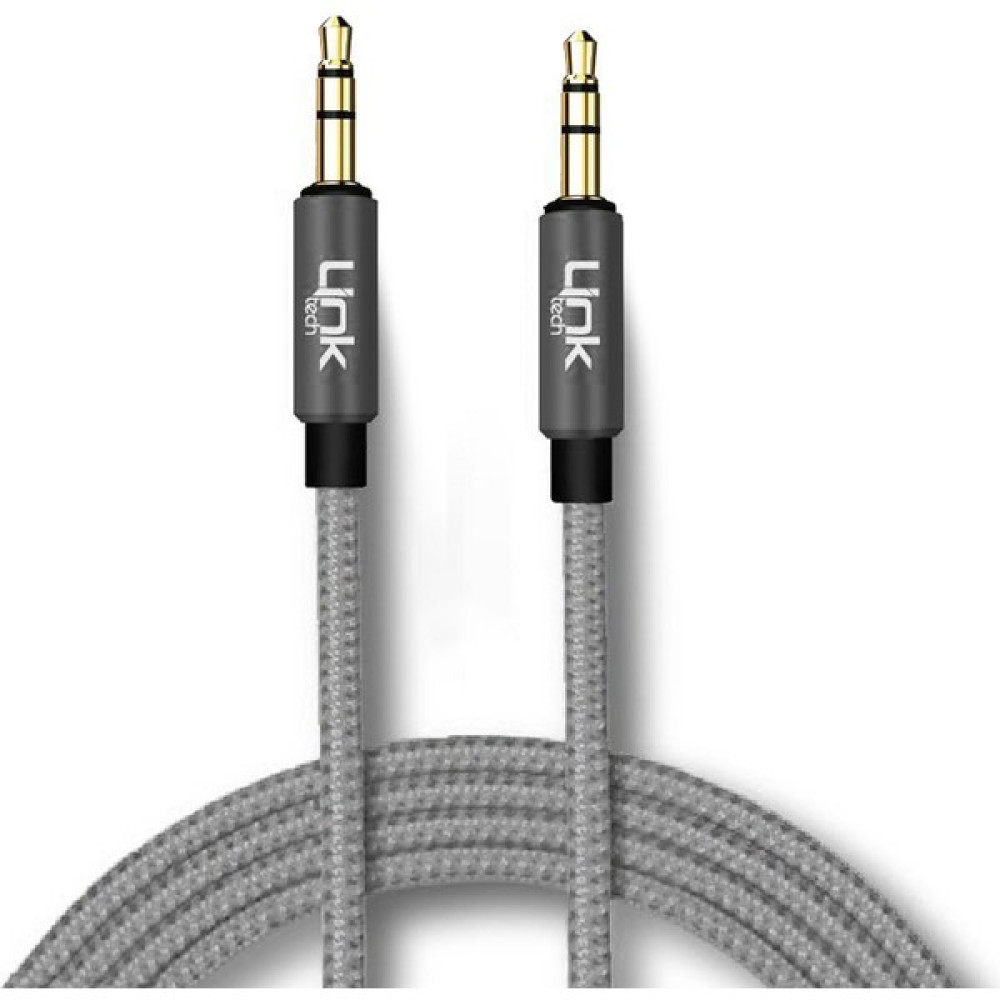 Linktech A580 3.5mm Aux Kablo Ses Aktarım Kablosu Örgü 2mt - Gri Cep Telefonu Kablosu Fiyatı