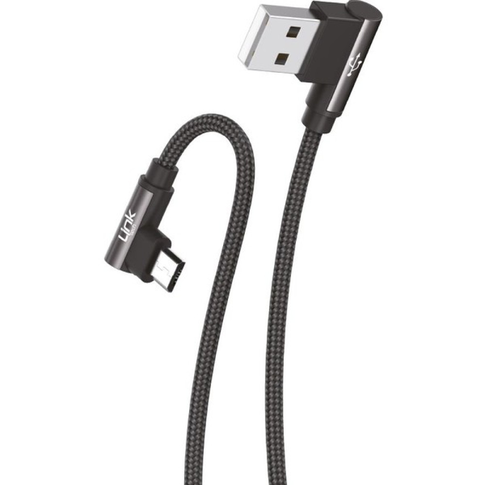Linktech K592 Safe Micro USB 90 Derece Örgülü, Gamer, Oyuncu Şarj Kablosu - Siyah Cep Telefonu Kablosu Fiyatı