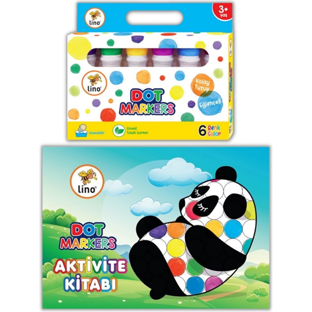 Lino 6'lı Renkli Dot Markers ve Aktivite Boyama Kitabı Seti 3-6 Yaş İçin Yıkanabilir Diğer Fiyatı