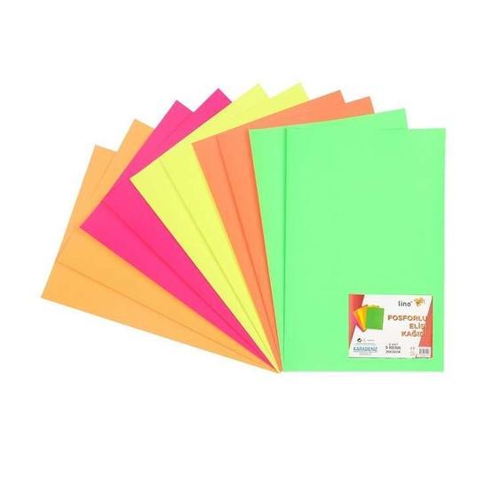 Lino Pp-016 20X30cm 10'lu Elişi Kağıdı Fosforlu 5 Renk