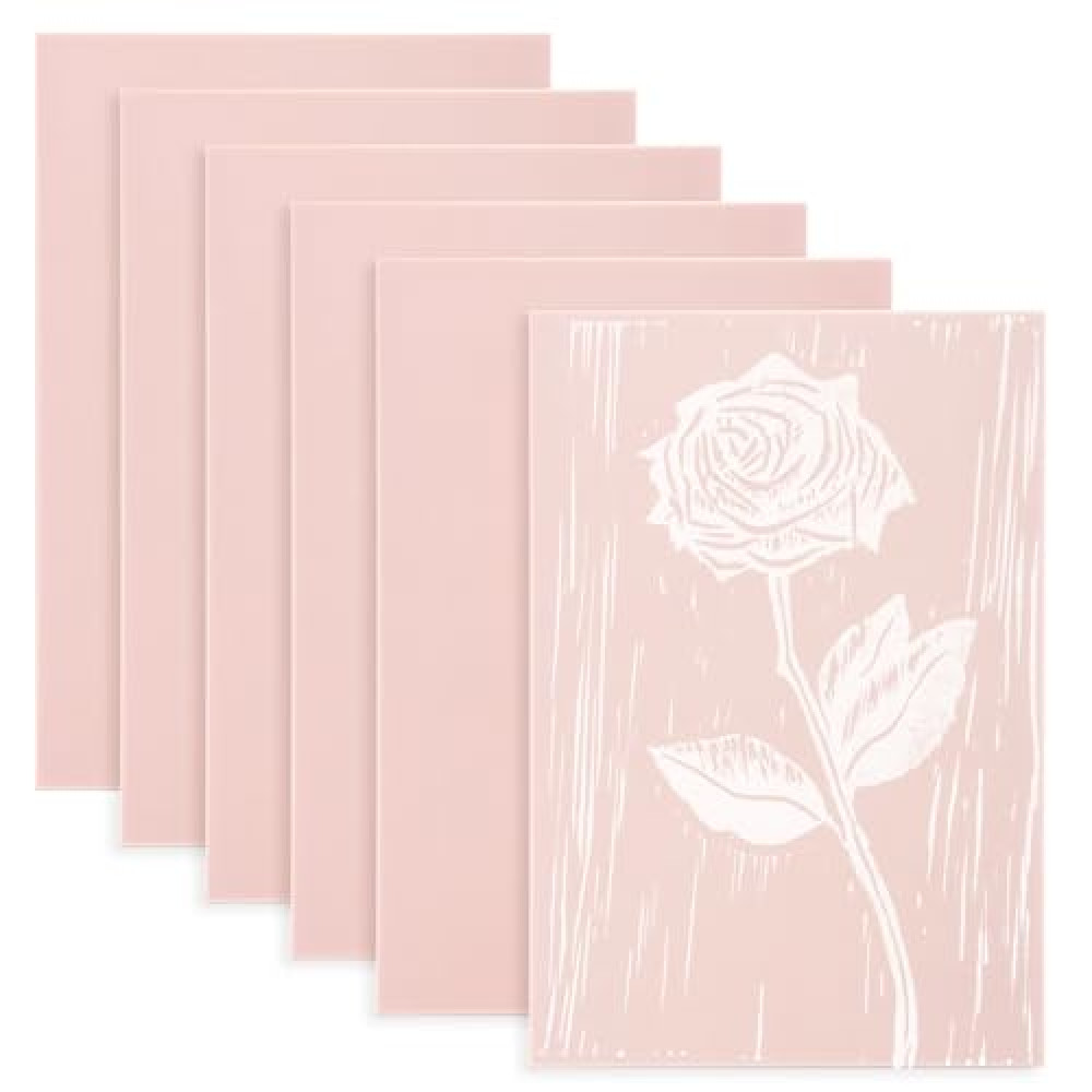 Linoleum Blocks for Printmaking Supplies - 6PCS 4”x6”Rubber Linocut Block Printing Kit for Stamp Carving, Soft Relief Printing Linoleum for DIY Crafts & Art Projects