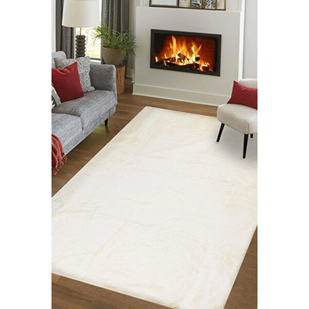 Linos Home Krem Fluffy Post Peluş Halı Kaymaz Taban Yumuşacık Yolluk Modern Halı - 200 x 500 cm Ev Tekstili Fiyatı
