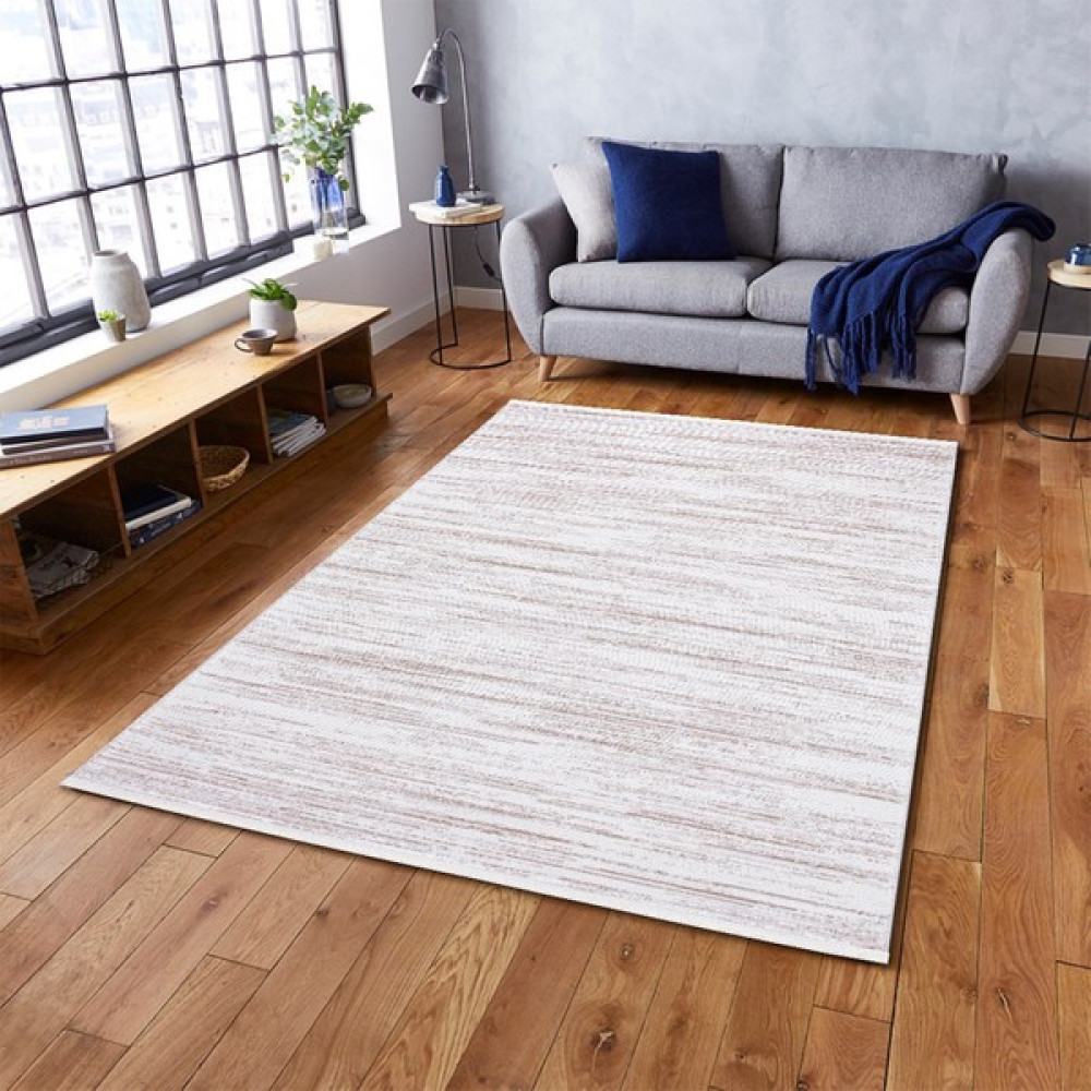Linos Home Sirius Collectıon Krem Modern Saçaklı Yumuşak Dokuma Makine Halısı Salon Oturma Odası Mutfak - 200 x 290 cm - Krem - Beyaz Salon Halısı Fiyatı