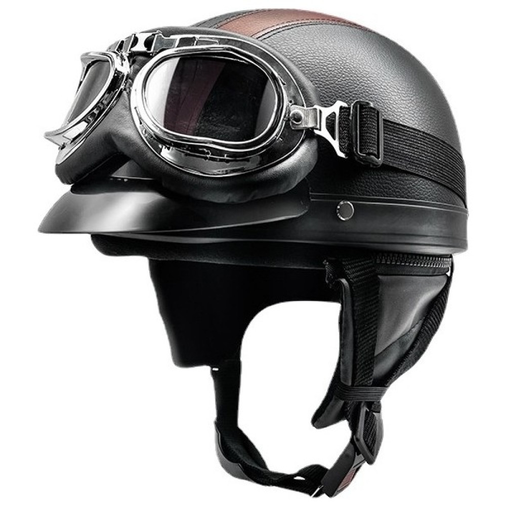 Linroup1 Devils Eye Yarım Kask Yüksek Yoğunluklu Tek Beden 55 - 62 Cm. (Yurt Dışından) - Siyah - Kahverengi Motorsiklet Kaskları Fiyatı