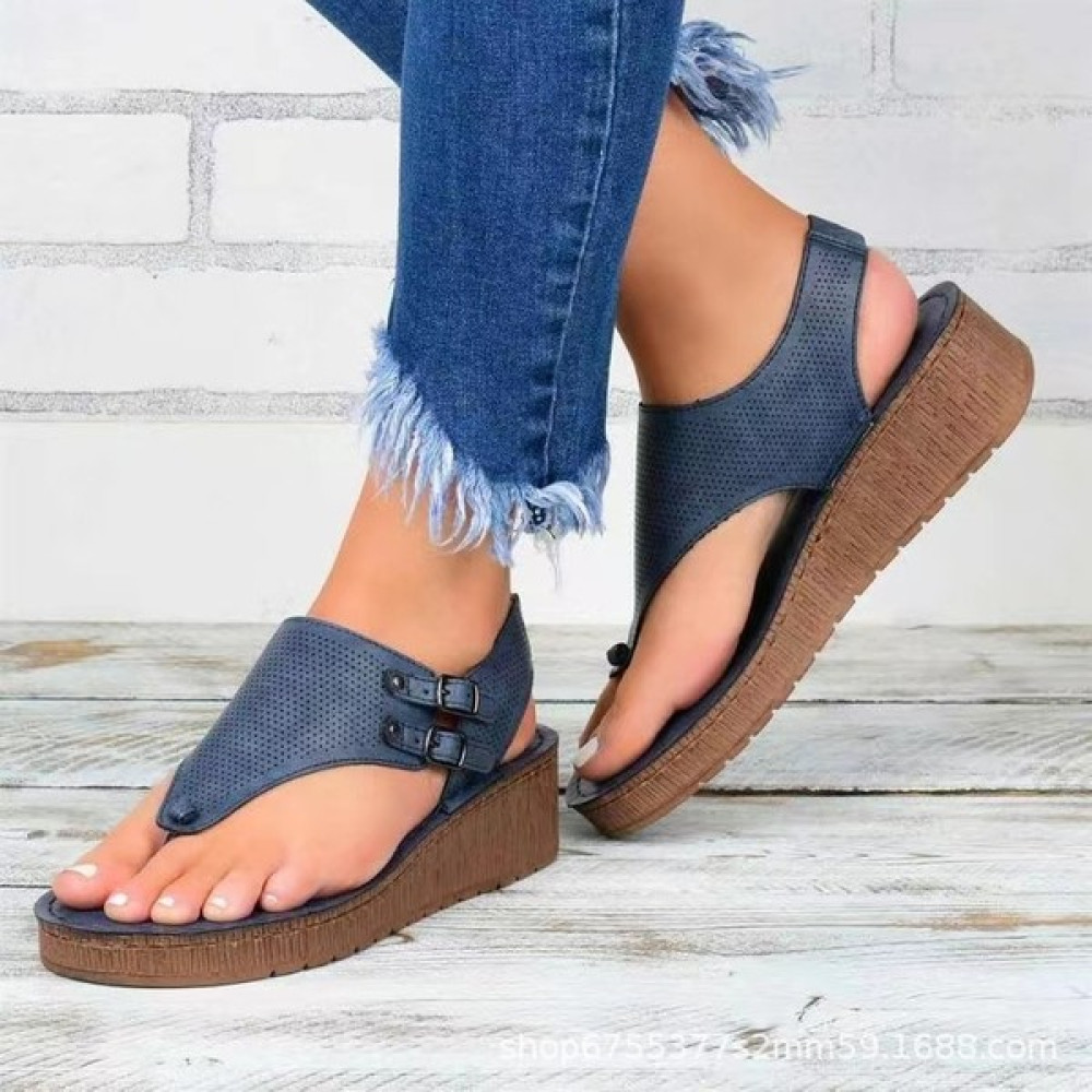 Linroup1 Metal Tokalı Ayakkabı Dolgu Topuk Moda Günlük Kadın Plaj Havalı (Yurt Dışından) Kadın Terlikleri ve Sandaletleri Fiyatı