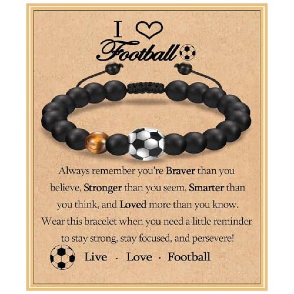 LINXINS Football Bracelets for Boys, Football Gifts for Teenage Boys Age 8 9 10 11 12 13 14 15 16 Years Old, Birthday Christmas Graduation Gifts for Son Grandson Nephew Brother