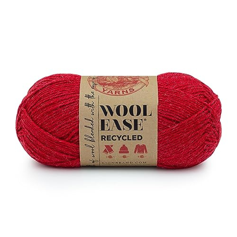 Lion Brand Yarn Wool-Ease Recycled Yarn, 1 Pack, Red
