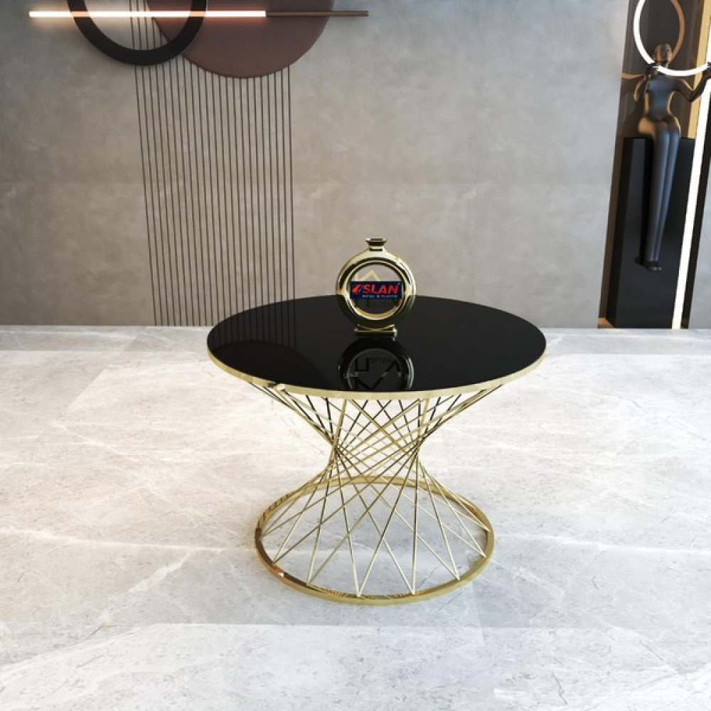 Lioon Art Hasır Model Gold Metal Siyah Cam Orta Sehpa Zigon Sehpa Fiyatı