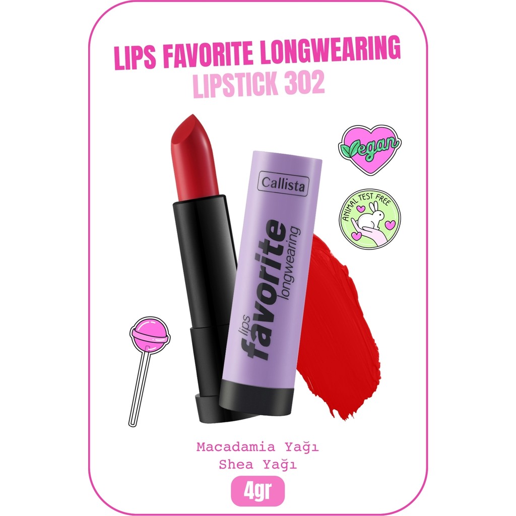 Lips Favorite Longwearing Lipstick Ruj 302 Planet Red - Kırmızı Rujlar & Dudak Parlatıcıları Fiyatı