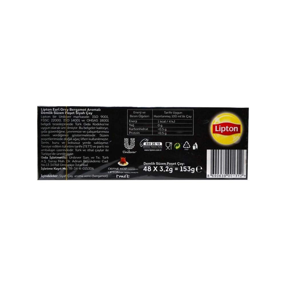 Lipton Demlik Çay 48'li Earl Grey Bergamot