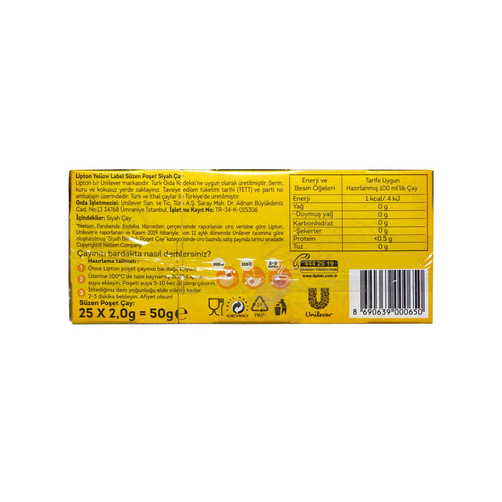 Lipton Yellow Label Bardak Çay 25'li