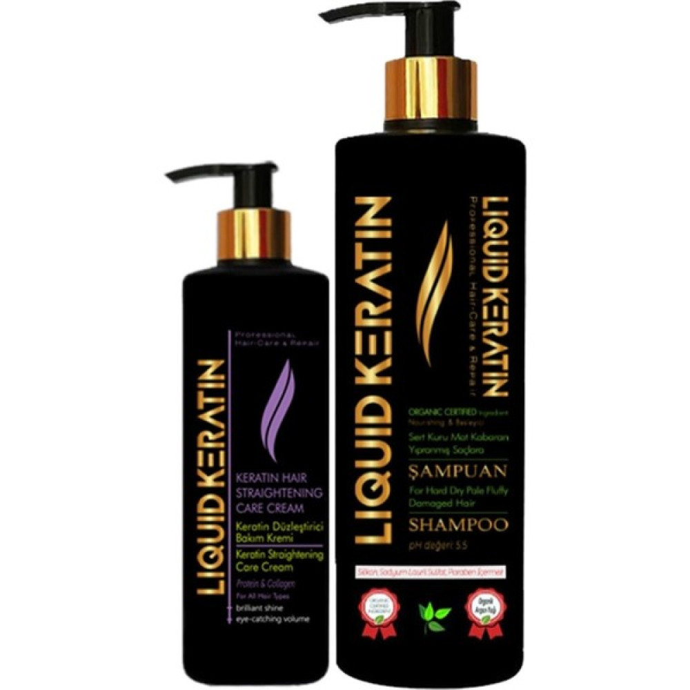 Liquid Keratin Düzleştirici 2'Li Keratin Bakım Seti (Düzleştirici Şampuan) Saç Bakım Maskeleri & Serumlar & Spreyler Fiyatı