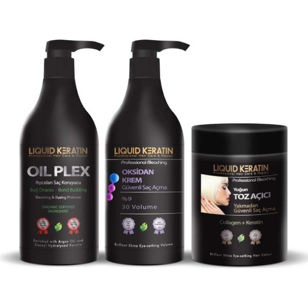 Liquid Keratin Saç Açıcı Ultra Set (1500ML) Yakmadan Saç Açma - Oksidan+Toz Açıcı+Koruyucu Saç Boyası Fiyatı