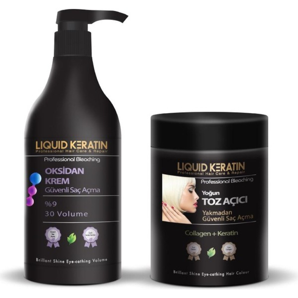 Liquid Keratin Yakmadan Saç Rengi Açma Seti - Oksidan Krem + Gri Toz Açıcı 1000 ml Kuaför Boy Saç Boyası Fiyatı