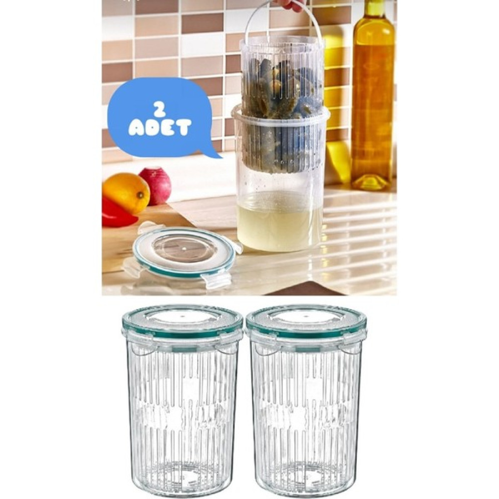 Lira 2 Adet Süzgeçli Saklama Kabı Organizer Zeytinlik Süzgeçli Zeytin Turşu Saklama Kabı 1,5 Lt Saklama Kapları Fiyatı