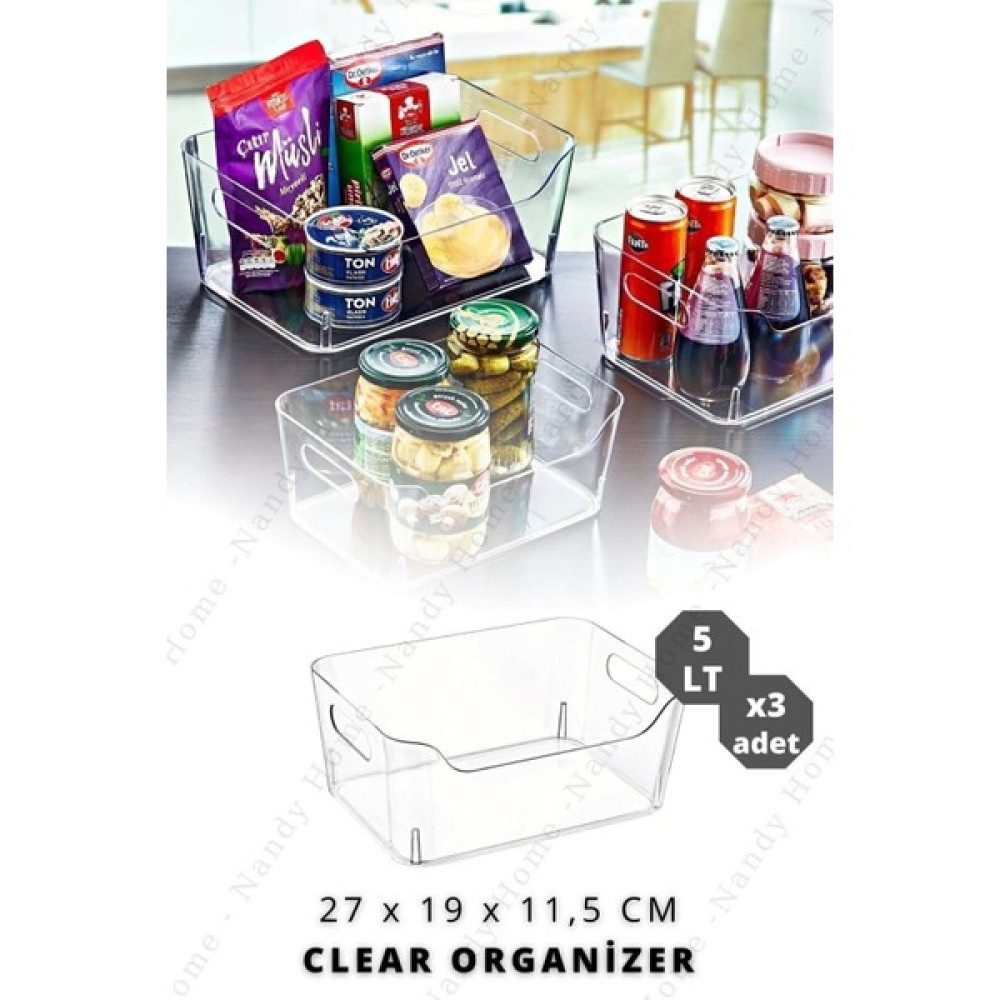 Lira 5 Lt Clear Buzdolabı & Dolap Içi Düzenleyici Organizer 3 Adet 27X19X11,5 cm Saklama Kapları Fiyatı