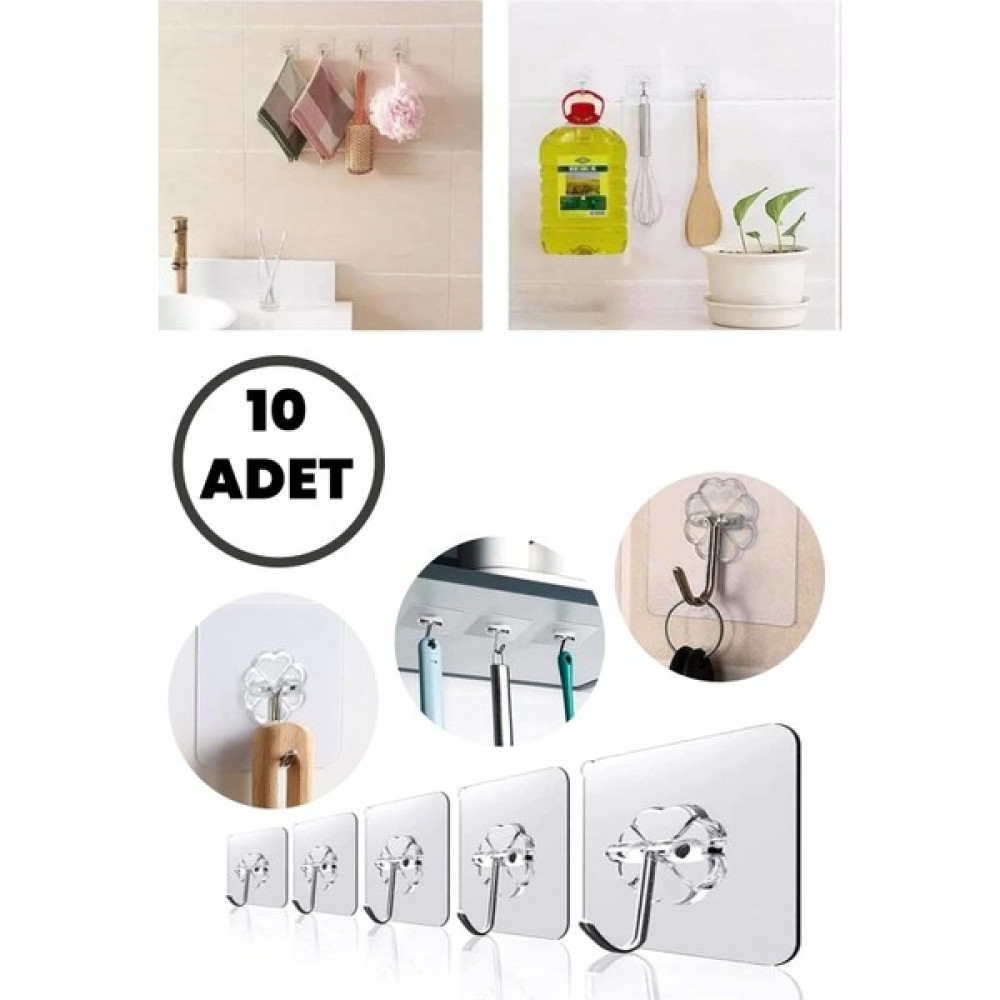 Lirazon 10 Adet Güçlü Yapışkanlı Şeffaf Duvar Askısı Suya Dayanıklı Banyo Mutfak Düzenleyici Pratik Askılık Banyo Askılık Fiyatı