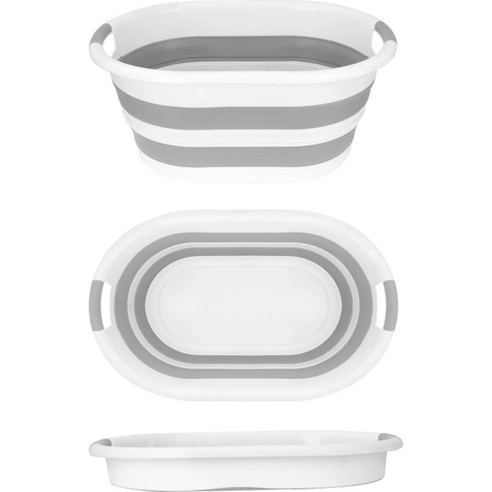 Lirazon Katlanabilir Silikon Çamaşır Sepeti - Vip Akordiyon Katlanır Sepet 25 Lt Düzenleyici Sepet - Beyaz - Gri - 54x39x23,5 cm Sepet Fiyatı