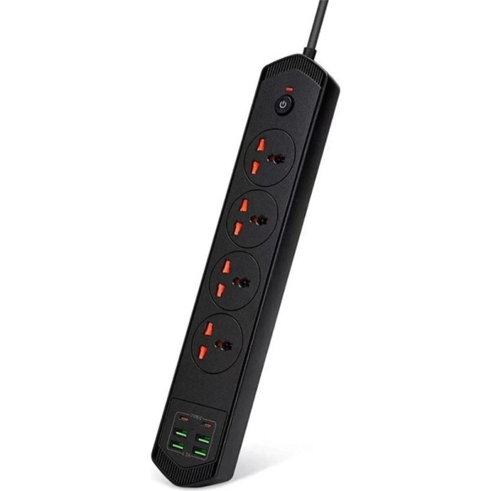 Lisa Butik 10 Girişli 4+4 USB + 2 Type-C Çoklu Priz 2 M Kablolu Akım Korumalı Anahtarlı Uzatma Grup Priz 3000W - Siyah Prizler Fiyatı
