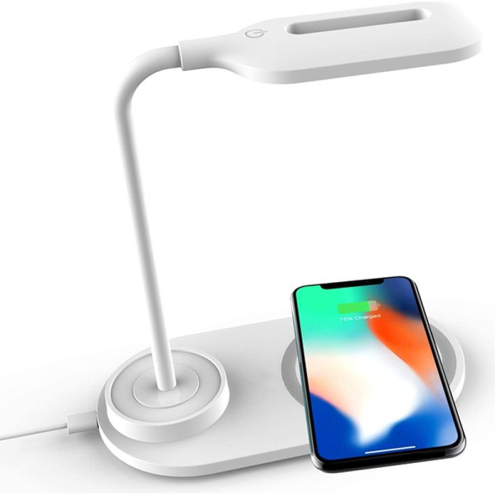 Lisa Butik Hızlı Kablosuz Şarj Stant ve LED Masa Lambası Taşınabilir 360 Derece Esnek Dokunma Wiereles Charger - Beyaz Cep Telefonu Şarj Cihazı Fiyatı